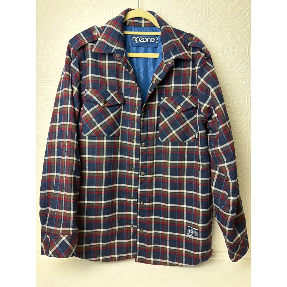 Plaid Shirt Jacket Mens M Lined Outdoor Snowboard Skater Granola Retro Riozone